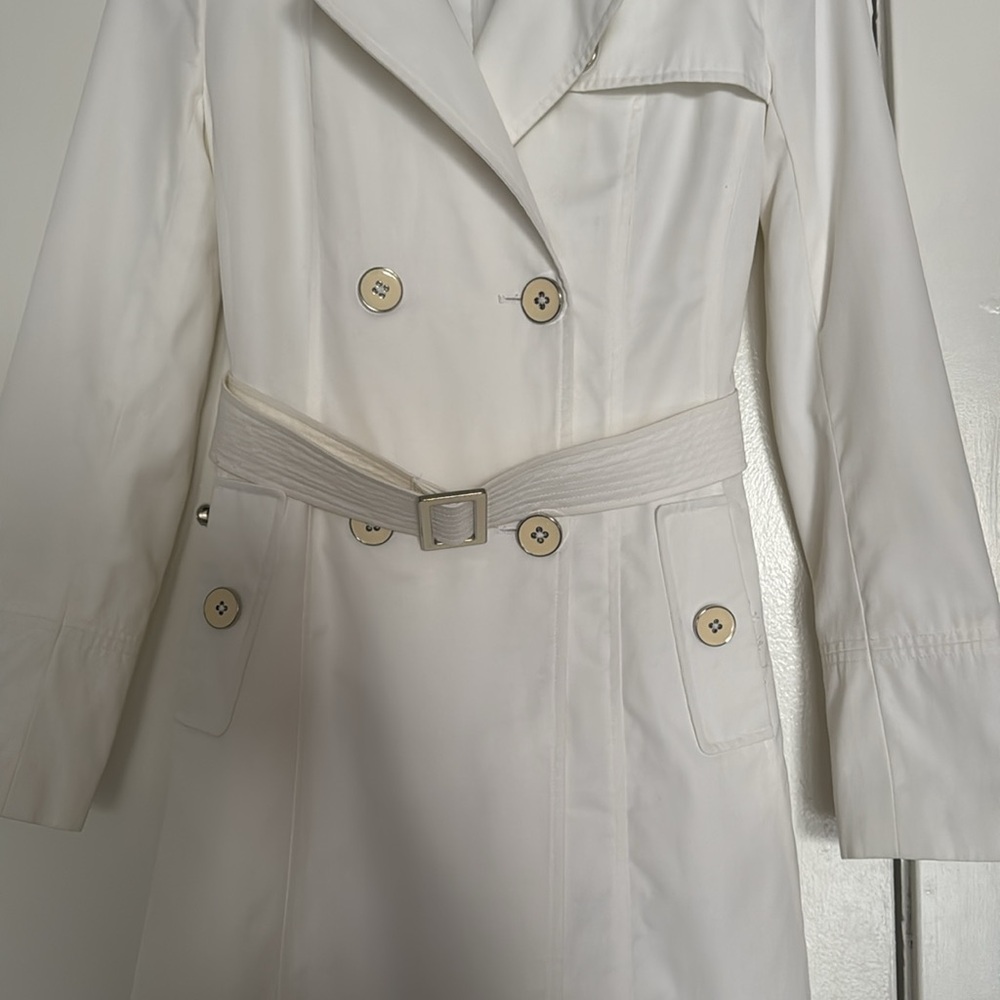 White House Black Market Cream Double-Breasted Trench Coat - Picture 2 of 7